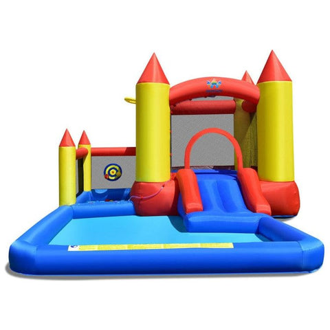 Costway Inflatable Bouncers Inflatable Water Slide Castle Kids Bounce House with 480W Blower by Costway 781880227229 39726015 Inflatable Water Slide Castle Kids Bounce House w/ 480W Blower Costway