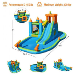 Inflatable Water Slide with Bounce House and Splash Pool without Blower for Kids by Costway