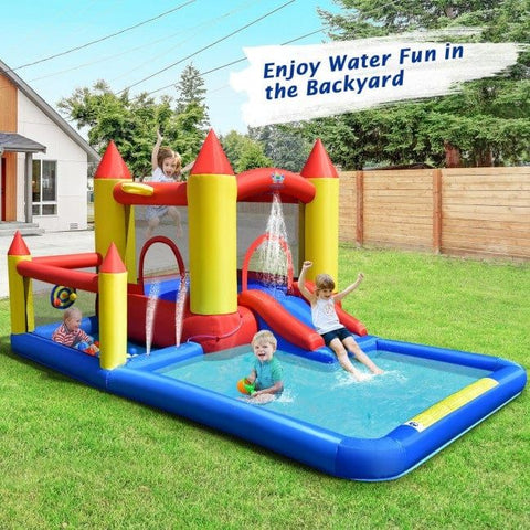 Costway Inflatable Bouncers Inflatable Water Slide with Slide and Jumping Area by Costway 781880256250 61473029 Inflatable Water Slide with Slide and Jumping Area by Costway 61473029