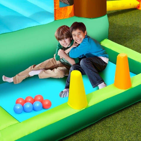 Costway Inflatable Bouncers Inflatable Waterslide Bounce House Climbing Wall Ball Pit with Blower by Costway 781880262640 93157640 Inflatable Waterslide Bounce House Climbing Wall Ball Pit with Blower