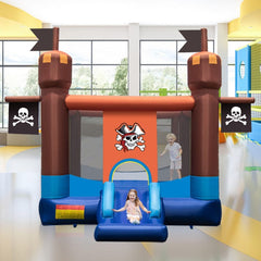 Pirate-Themed Inflatable Bounce Castle with Large Jumping Area and 735W Blower by Costway