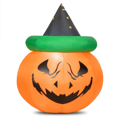 Costway Inflatable Party Decorations 4 Ft Halloween Inflatable LED Pumpkin with Witch Hat 781880282396 19643825