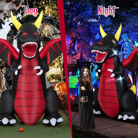 Costway Inflatable Party Decorations 8 Feet Halloween Inflatable Fire Dragon  Decoration with LED Lights by Costway 42687195 8 Feet Halloween Inflatable Fire Dragon  Decoration with LED Lights