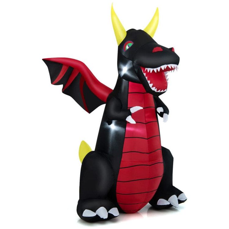 8 Feet Halloween Inflatable Fire Dragon Decoration with LED Lights ...
