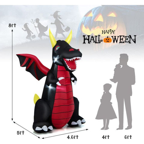 Costway Inflatable Party Decorations 8 Feet Halloween Inflatable Fire Dragon  Decoration with LED Lights by Costway 42687195 8 Feet Halloween Inflatable Fire Dragon  Decoration with LED Lights