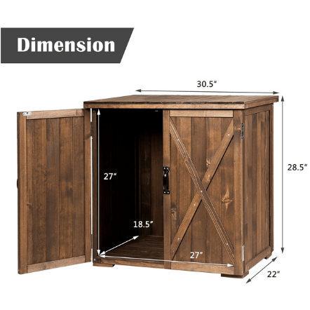 Costway Outdoor 2.5 x 2 Ft Outdoor Wooden Storage Cabinet with Double Doors by Costway 83261509