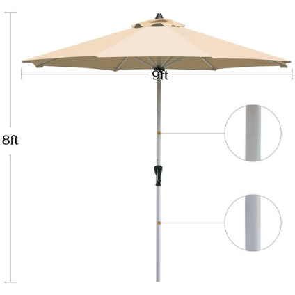 Costway Outdoor 9' Patio Outdoor Market Umbrella with Aluminum Pole without Weight Base by Costway 9' Patio Outdoor Umbrella Aluminum Pole without Weight Base by Costway