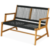 Image of Costway Outdoor Benches Black 2-Person Acacia Wood Yard Bench for Balcony and Patio by Costway 781880283188 34176208