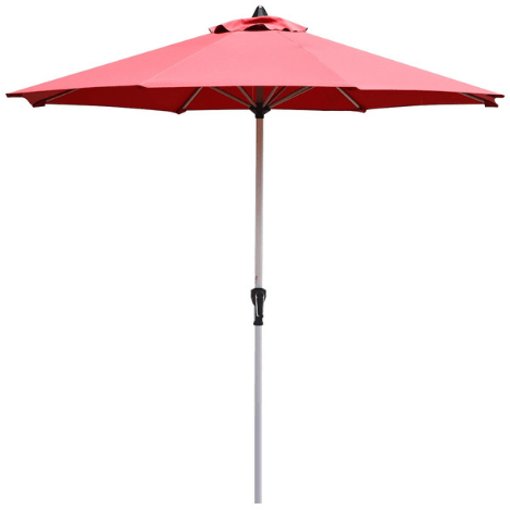 Costway Outdoor Burgundy 9' Patio Outdoor Market Umbrella with Aluminum Pole without Weight Base by Costway 781880210429 87945036 9' Patio Outdoor Umbrella Aluminum Pole without Weight Base by Costway