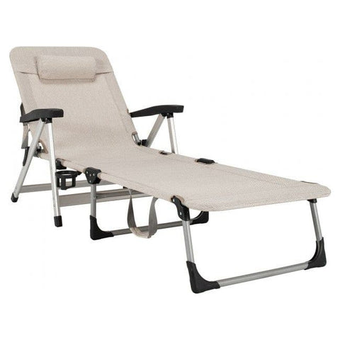 Costway Outdoor Chairs Beach Folding Chaise Lounge Recliner with 7 Adjustable Position by Costway