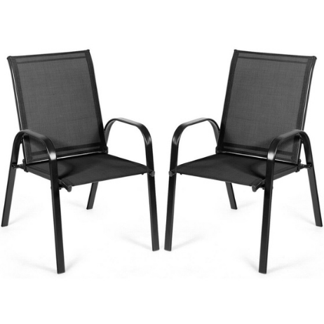 Costway Outdoor Chairs Black 2 Pcs Patio Chairs Outdoor Dining Chair with Armrest by Costway 781880282921 81926753