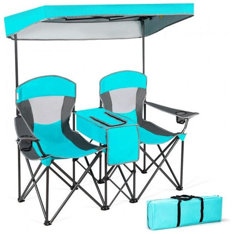 Costway Outdoor Chairs Portable Folding Camping Canopy Chairs with Cup Holder by Costway