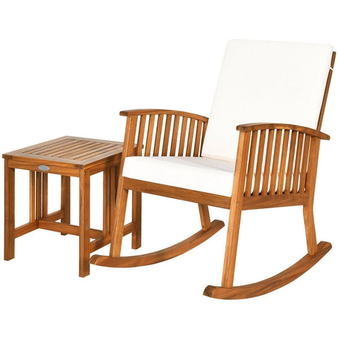 Costway Outdoor Furniture 2 PCS Acacia Wood Patio Rocking Chair Table Set by Costway 7461758217110 47893650 2 PCS Acacia Wood Patio Rocking Chair Table Set by Costway 47893650