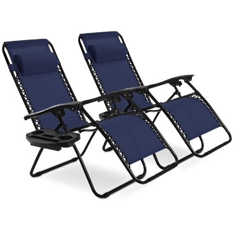 2 Pcs Folding Lounge Chair with Zero Gravity by Costway SKU# 87142509