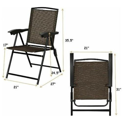 Costway Outdoor Furniture 2 Pcs Folding Sling Chairs with Steel Armrest and Adjustable Back for Patio By Costway 781880211938 25730841 2 Pcs Folding Sling Chairs Steel Armrest and Adjustable Back for Patio