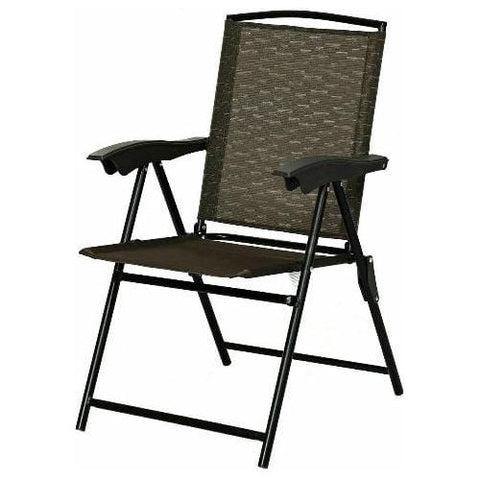 Costway Outdoor Furniture 2 Pcs Folding Sling Chairs with Steel Armrest and Adjustable Back for Patio By Costway 781880211938 25730841 2 Pcs Folding Sling Chairs Steel Armrest and Adjustable Back for Patio