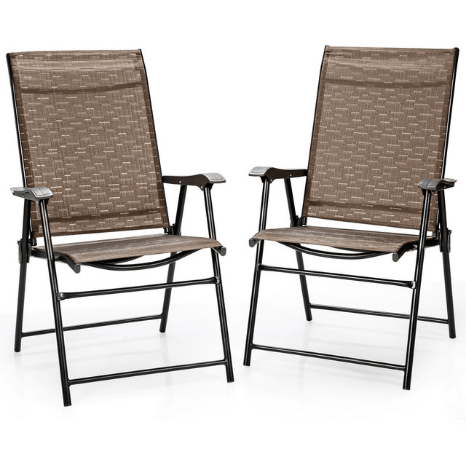 Costway Outdoor Furniture 2 Pcs Outdoor Patio Folding Chair with Armrest for Camping Lawn Garden by Costway 08916542