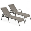 Image of Costway Outdoor Furniture 2 Pcs Outdoor Patio Lounge Chair Chaise Fabric with Adjustable Reclining Armrest by Costway