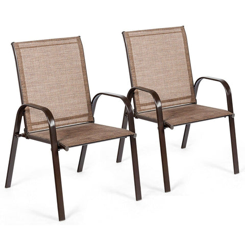 Costway Outdoor Furniture 2 Pcs Patio Chairs Outdoor Dining Chair with Armrest by Costway