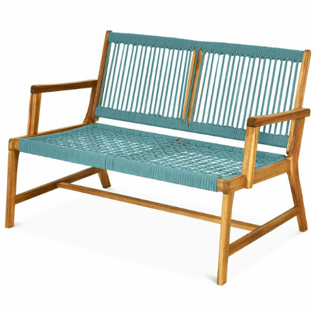 Costway Outdoor Furniture 2-Person Acacia Wood Yard Bench for Balcony and Patio by Costway