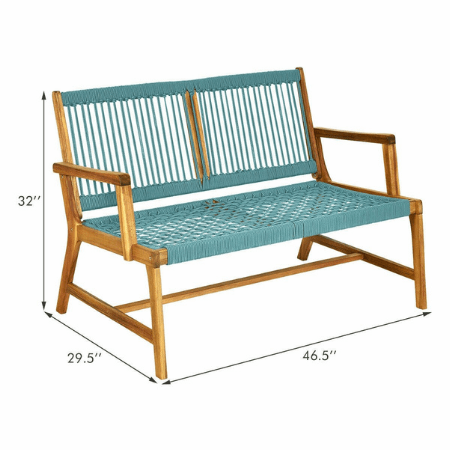 Costway Outdoor Furniture 2-Person Acacia Wood Yard Bench for Balcony and Patio by Costway