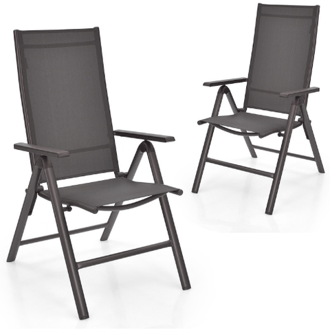 Costway Outdoor Furniture 2 Pieces Patio Folding Dining Chairs Aluminium Adjustable Back by Costway 26953718 2 Pieces Patio Folding Dining Chairs Aluminium Adjustable Back Costway