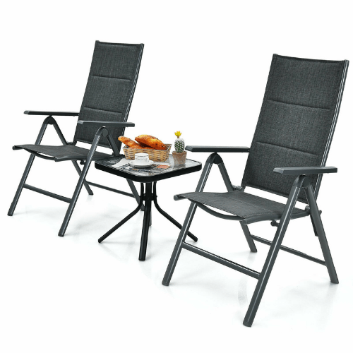 2 Pieces Patio Folding Dining Chairs Aluminum Padded Adjustable Back by  Costway | My Bounce House For Sale