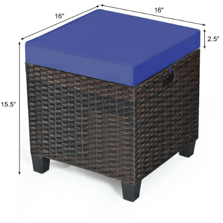 Costway Outdoor Furniture 2 Pieces Patio Rattan Ottoman Cushioned Seat by Costway
