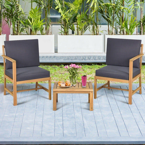 Costway Outdoor Furniture 3 in 1 Patio Solid Wood Thick Cushion Garden Furniture by Costway 7461758416964 82041697