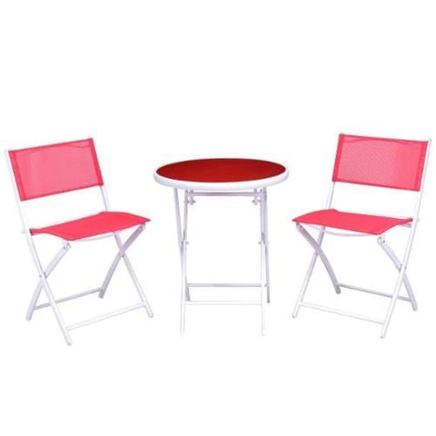 3 Pcs Folding Garden Patio Table Chairs Set by Costway