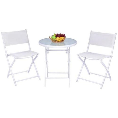 Costway Outdoor Furniture 3 Pcs Folding Garden Patio Table Chairs Set by Costway