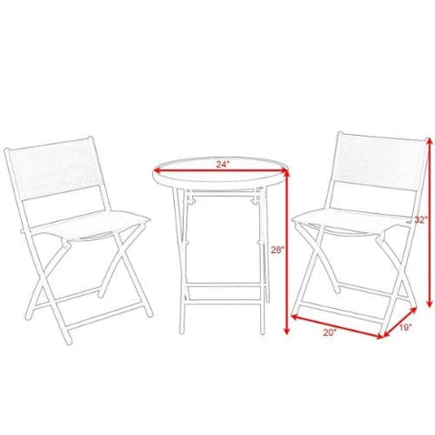 3 Pcs Folding Garden Patio Table Chairs Set by Costway