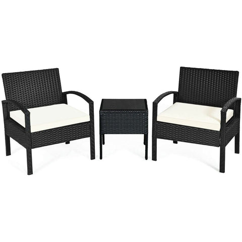 Costway Outdoor Furniture 3 Pcs Patio Rattan Furniture Set Sofa Cushioned Table Garden By Costway 7461758287038 83926715