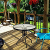 Image of 32" Outdoor Patio Round Tempered Glass Top Table with Umbrella Hole by Costway