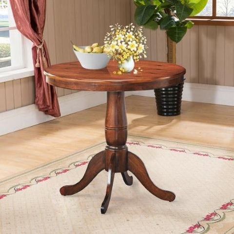 32" Round Pedestal Dining Table By Costway