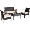 Image of Costway Outdoor Furniture 4 Pcs Patio Furniture Sets Rattan Chair Wicker Set Outdoor Bistro by Costway