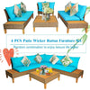 Image of Costway Outdoor Furniture 4 PCS Patio Rattan Furniture Set with Wooden Side Table by Costway