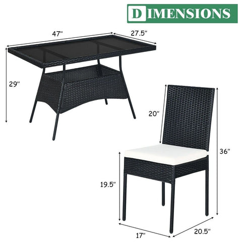 Costway Outdoor Furniture 5 Pcs Modern Outdoor Patio Rattan Dining Set with Glass Top by Costway 818266152339 81572493
