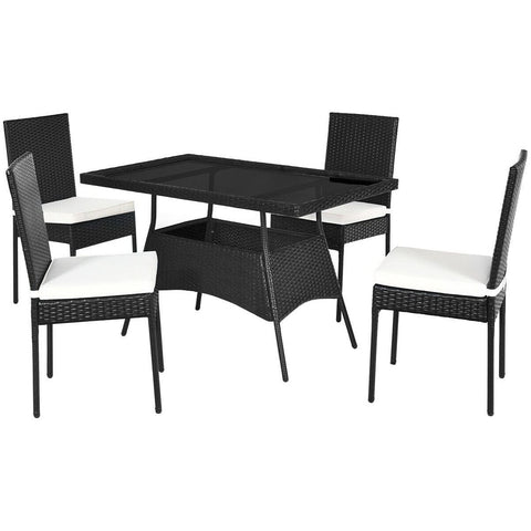 Costway Outdoor Furniture 5 Pcs Modern Outdoor Patio Rattan Dining Set with Glass Top by Costway 818266152339 81572493