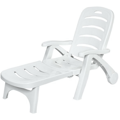 Costway Outdoor Furniture 5 Position Adjustable Folding Lounger Chaise Chair on Wheels by Costway
