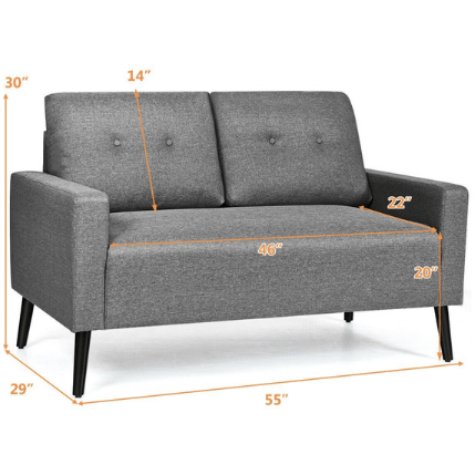 Costway Outdoor Furniture 55"Modern Loveseat Sofa with Cloth Cushion by Costway 781880217299 84613570