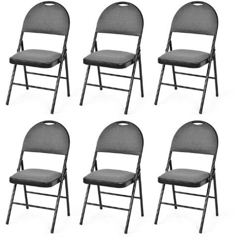 6 Pack Folding Chairs Portable Padded Office Kitchen Dining Chairs by Costway SKU# 82130574