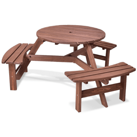 Costway Outdoor Furniture 6-Person Patio Wood Picnic Table Beer Bench Set by Costway 781880217206 49318072