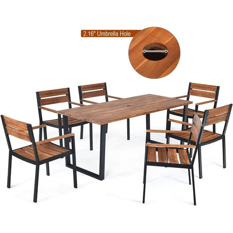 Costway Outdoor Furniture 7 Pcs Outdoor Patio Dining Table Set with Hole by Costway 7461758731852 90178324 7 Pcs Outdoor Patio Dining Table Set with Hole by Costway 90178324