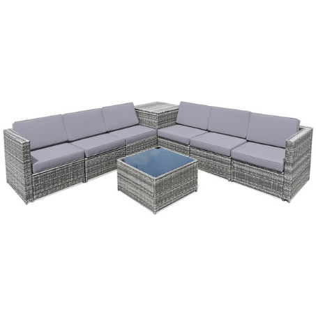 8 Piece Wicker Sofa Rattan Dinning Set Patio Furniture with Storage Table by Costway