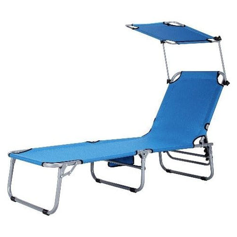 Adjustable Outdoor Recliner Chair with Canopy Shade SKU: 90216537