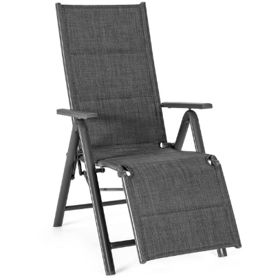 Costway Outdoor Furniture Aluminum Frame Adjustable Outdoor Foldable Reclining Padded Chair by Costway 98062471