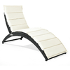 Image of Costway Outdoor Furniture Beige Folding Patio Rattan Portable Lounge Chair Chaise with Cushion by Costway 90374621 Folding Patio Rattan Portable Lounge Chair Chaise with Cushion Costway