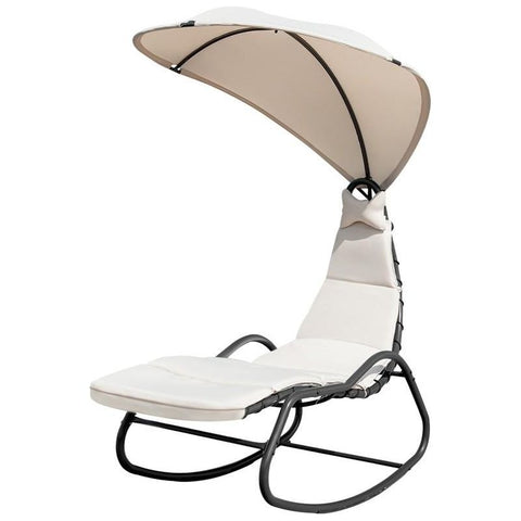 Costway Outdoor Furniture Beige Patio Hanging Swing Chaise Lounge Chair by Costway 7461758749222 65814709-Be Patio Hanging Swing Chaise Lounge Chair by Costway SKU# 65814709