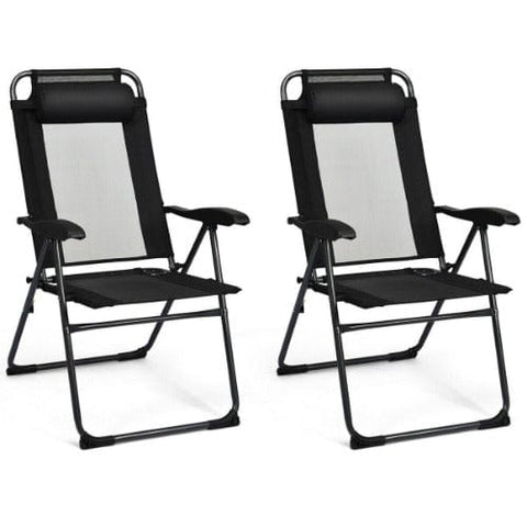 Costway Outdoor Furniture Black 2 PCS Patio Adjustable Folding Recliner Chairs by Costway 7461758533234 12598047-B 2 PCS Patio Adjustable Folding Recliner Chairs by Costway SKU 12598047
